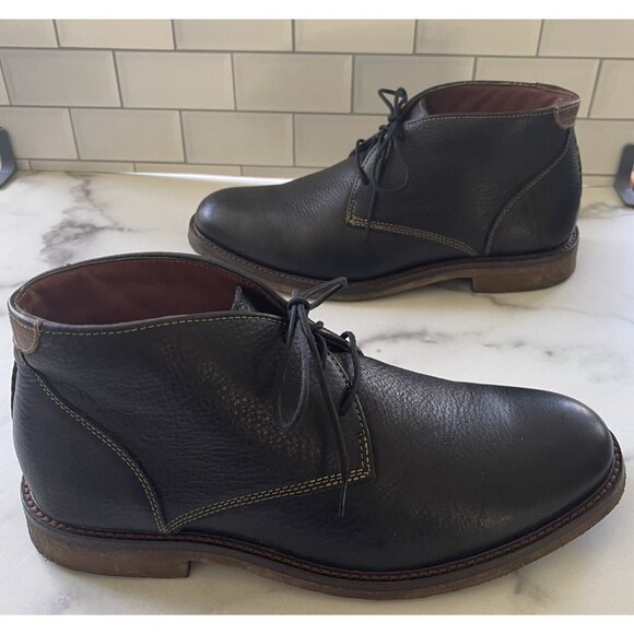 JOHNSTON & MURPHY Copeland Black 9M Men's Leather Crepe-Sole Chukka Boots - Picture 6 of 8